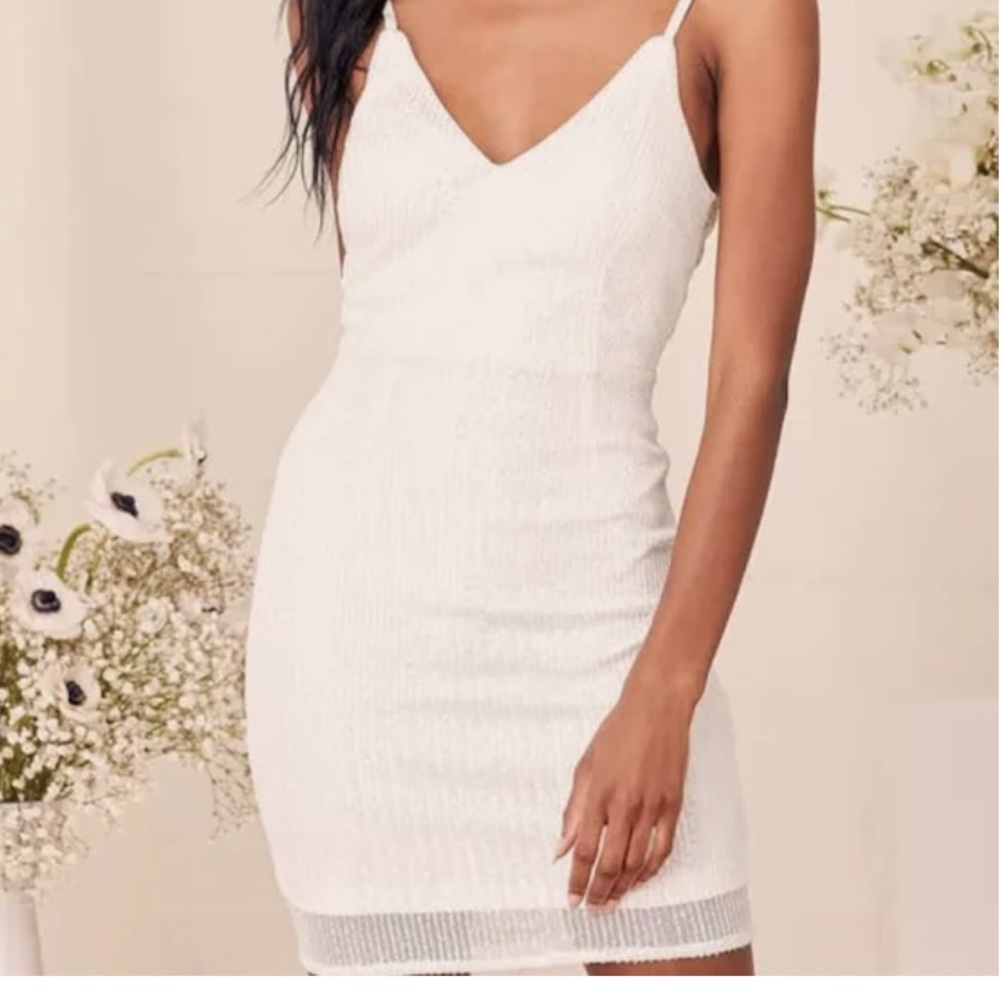 White sequined mini dress